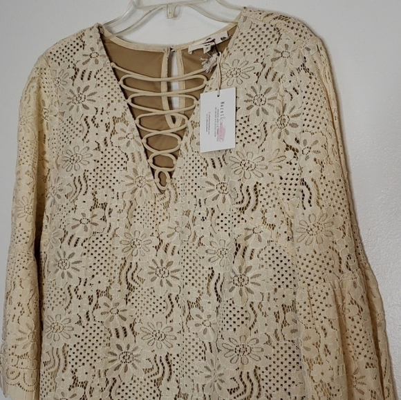 Entro Dream Catcher Crocket Cream Lace Bohemian Top Vintage Summer RARE - Picture 6 of 9